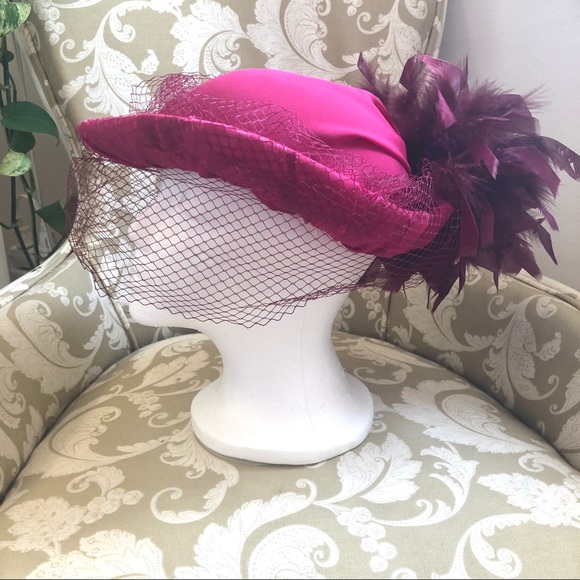 vintage feathered veiled hat - Picture 11 of 12